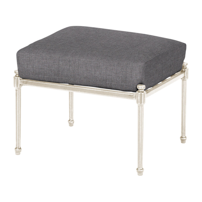 Morro Bay Outdoor Ottoman, Cast Slate Sunbrella® Plainweave, Midnight Gold