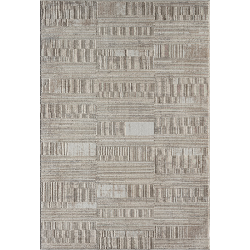 Tapis moderne à motif de blocs linéaires, Rectangle 7 pi 10 po x 10 pi 6 po