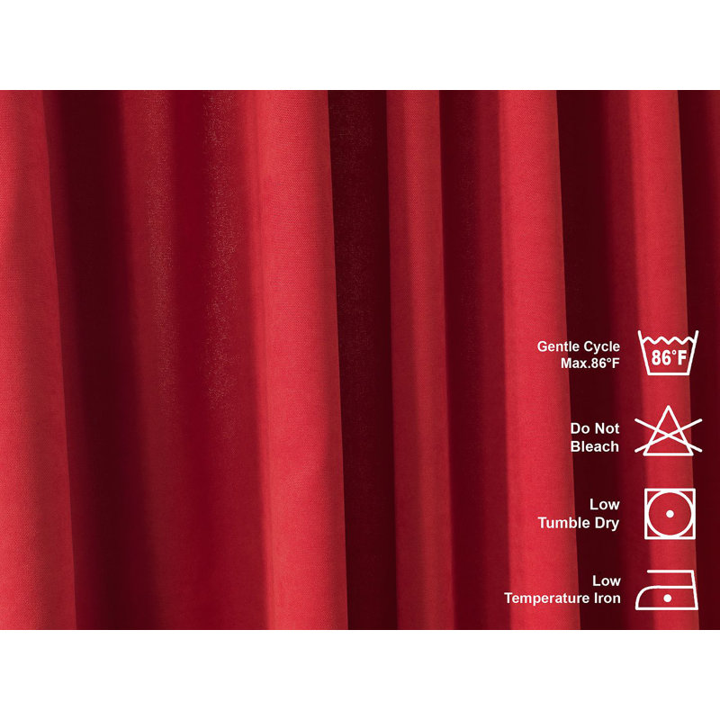 Room Darkening Single Curtain Panel, 190cm Width x 175cm Drop, Red