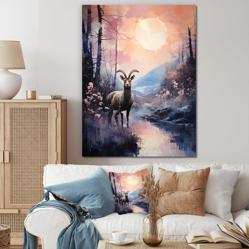 Buck Buck Twilight Trek 2 - art mural animal de chèvre, Toile tendue, H 44 po x l 34 po x P 1,5 po