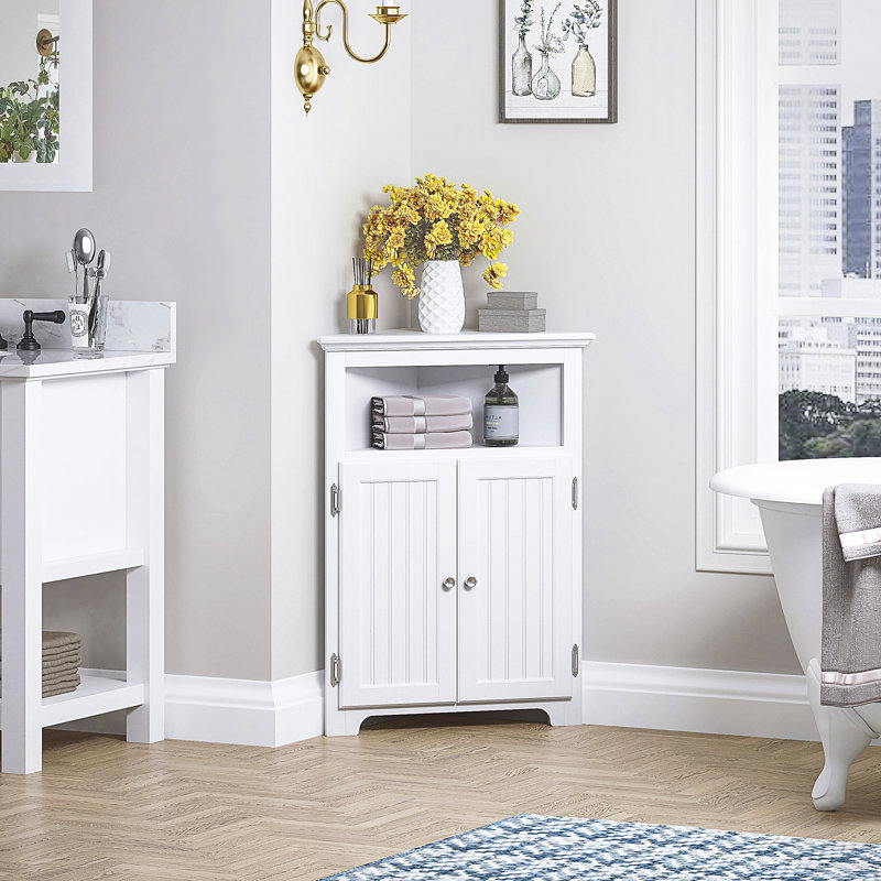 Felishia Bathroom Cabinet, White/Silver