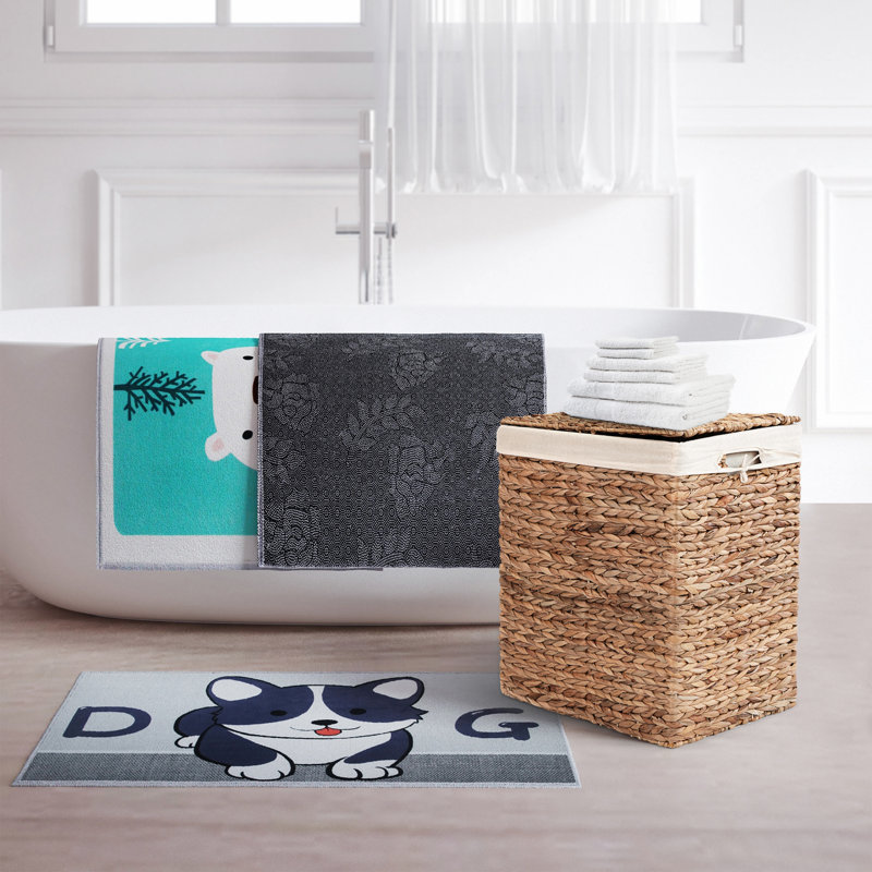 Panier à linge rectangulaire en osier avec couvercle fait à la main, H 17,25 po x l 10,25 po x P 13,75 po