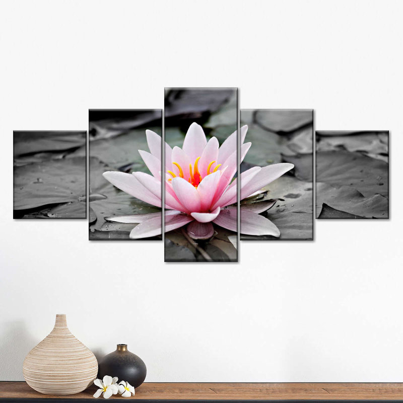 " Lotus Flower " 5 - Pieces, 42" H x 92" W x 1.25" D