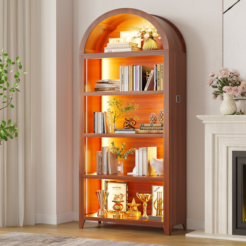 175cm H x 75cm W Bookcase with Tri-Color Sensor Light, Brown