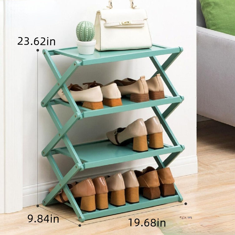 Shoe Rack, Dark Bamboo with Metal Brackets by We Do Wood