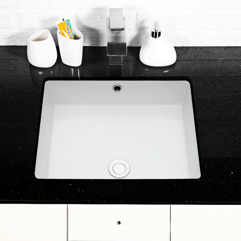 Lavabo rectangulaire encastré en céramique Stain