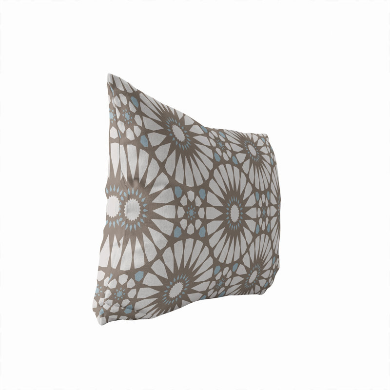 Coussin lombaire d'extérieur à motif géométrique Sylvia, Brun