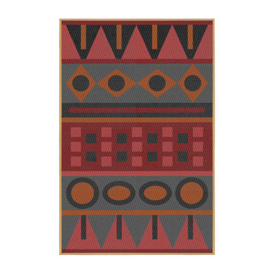 Tapis vert/rouge à motifs