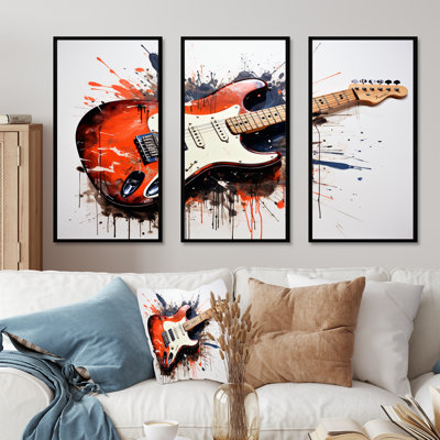 «Red Fluid Brown», guitare, art mural