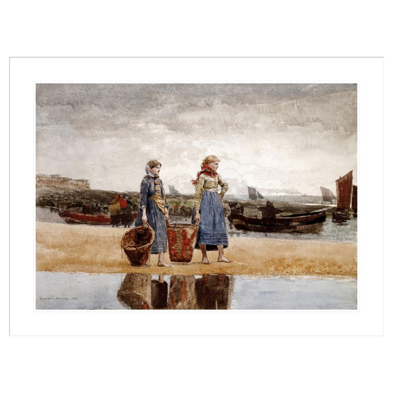 «Two Girls on The Beach Tynemouth» par Winslow Homer, impression giclée sur cadre, H 31,42 po x l 41,5 po