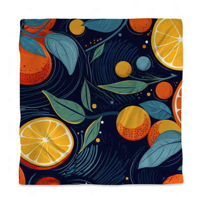 Minimalist Leaves Queen Duvet Cover - Floating Citrus Design