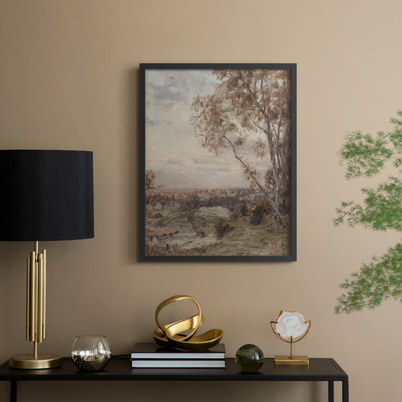 «Vintage Landscape», reproduction encadrée Cxxxv - bois massif, Noir, noir, noir, noir, H 21 po x l 17 po