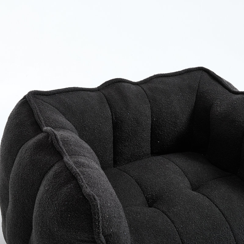Fauteuil à billes avec repose-pieds Lazy, Chenille noir
