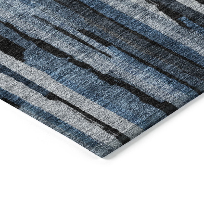 Machine Washable Indoor/Outdoor Chayil ACN1079 Blue Rug, Rectangle 3' x 5'