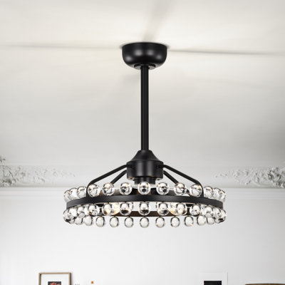 Jackeline 20.8'' 7 - Blade Crystal Ceiling Fan with Remote and Light Kit