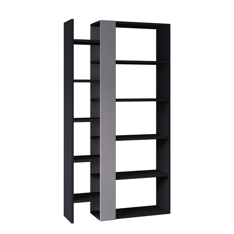 Lift Modern Bookcase Display Unit – 5-Tier Freestanding Storage – 80x29x151 cm, Anthracite/Light Mocca
