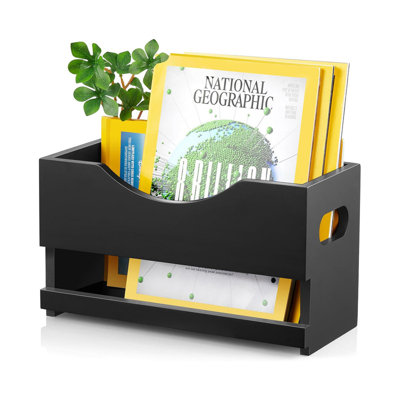 Magazine Rack Wood Magazine Basket Magazine Holder for Floor Countertop Magazine File Newspaper Storage Rack Magazine Rack for Home Office Bathroo