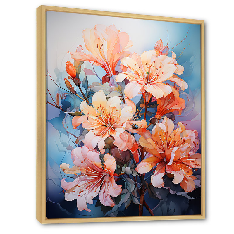 Joyeux bouquet d'hibiscus tropical I - Hibiscus, reproduction d'art mural, Cadre naturel flottant, H 44 po x l 34 po