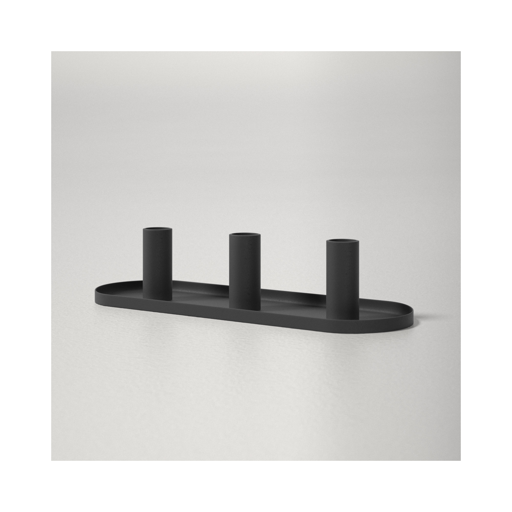 3 Piece Aluminum Tabletop Candlestick Set, Black
