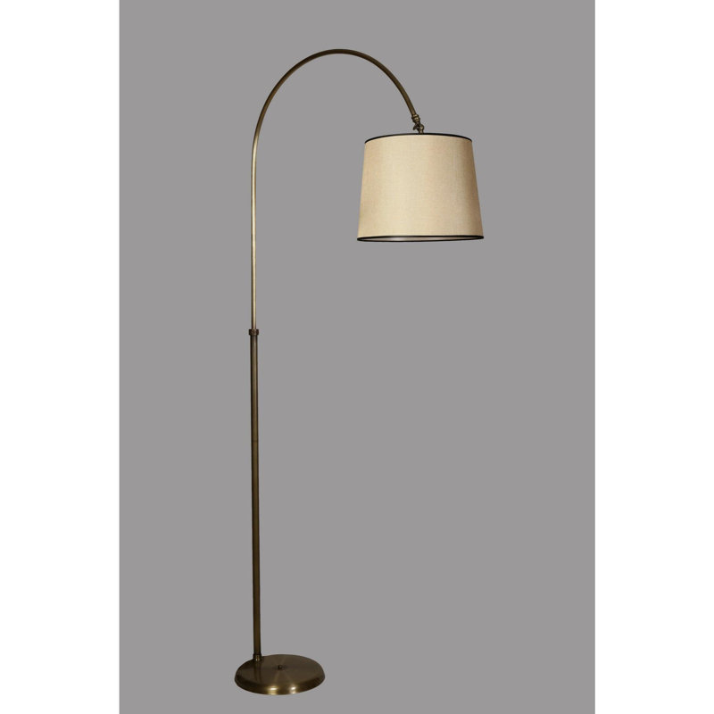 Luro Elegant Floor Lamp with Metal Body, Chrome & Beige Finish, 78.7 inches Height | Fabric Cap (15.7 inches Diameter) & 11.8 inches Foot Diameter | E27 Socket (Max 60W) | Convenient On/Off Switch, Modern Home Décor
