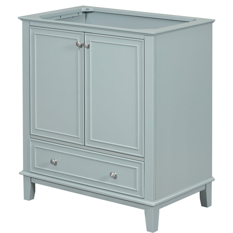 Base de meuble-lavabo 30 po, tablette réglable, base d'armoire multifonctionnelle - bois massif et planche, avec porte et tiroir