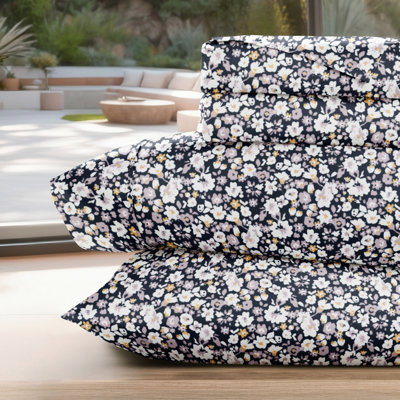 Ensemble de draps en microfibre à motif floral 4 pièces