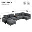 Canapé modulaire en chenille avec rangement et coussins confortables, très grand porte-gobelet modulaire, siège très large mobile