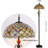 Tiffany-Style Stained Glass Floor Lamp, Antique Bronze Pole With Fish Scale Design - 70" Height, 16" Shade Width