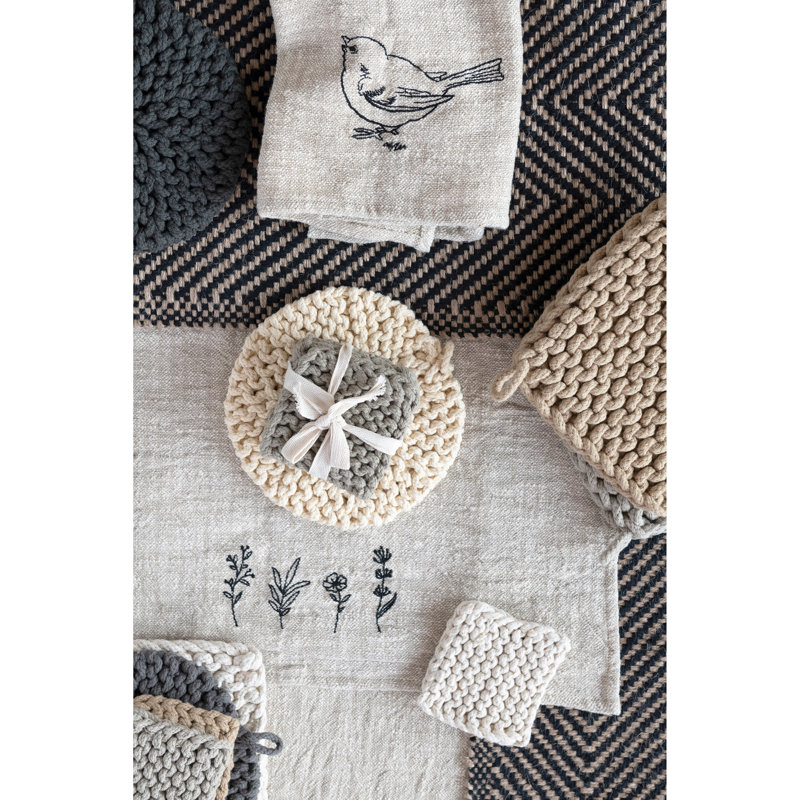 Support à casserole en coton, Beige/Taupe/Gray/White