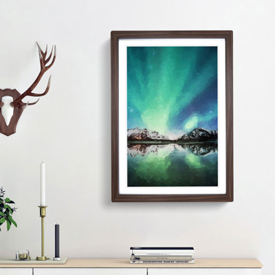 Northern Lights over Skagsanden Beach in Abstract - Picture Frame Graphic Art Print