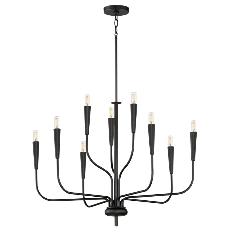 9 - Light Dimmable Classic / Traditional Chandelier, Black