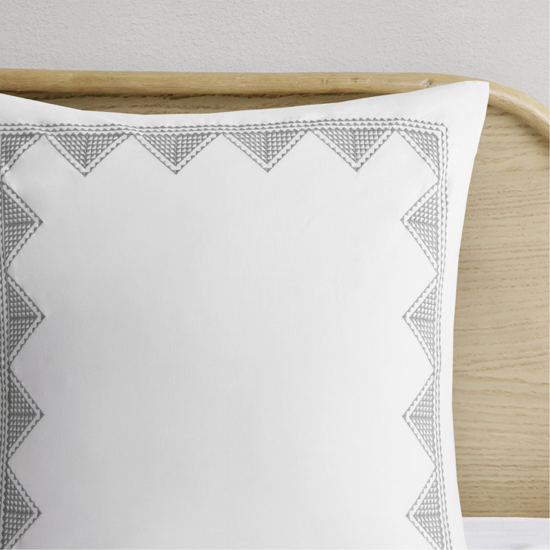 Ensemble d'édredon en coton avec chenille, Grand édredon + 2 taies décoratives , Gris
