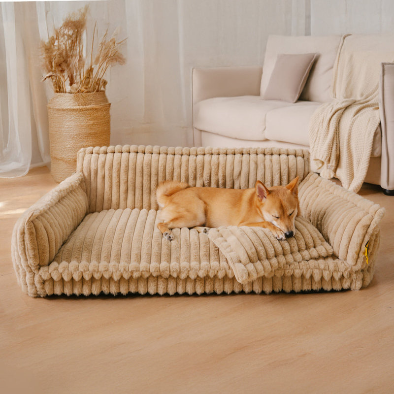 Canapé-lit lavable moelleux pour chien, chameau, taille 2xl, Chameau
