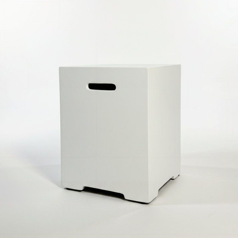 Propane Tank Cover with Side Table, 20 LB Outdoor Storage Hideaway for Gas Fire Pits and Patio Heaters, Ancient White