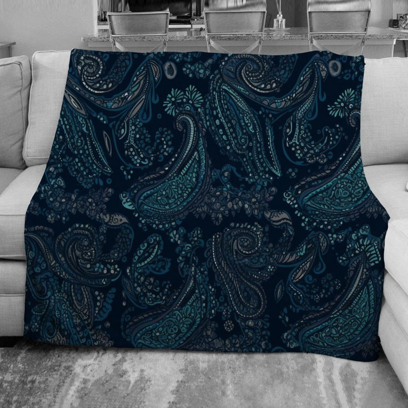 Machine Printed Throw Blanket, 68" W x 80" L, Blue/Navy