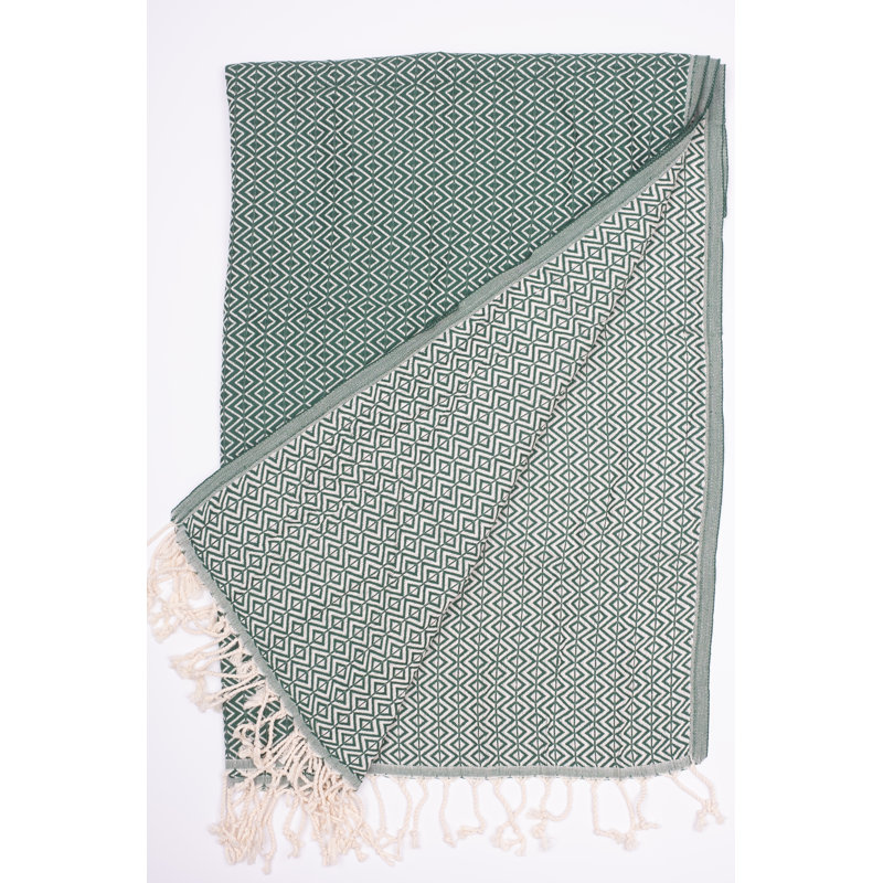 Jamond Turkish Cotton Jacquard Beach Towel, Green