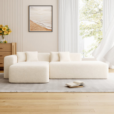 Canapé modulaire moderne en L de 105 po avec méridienne, sans assemblage requis