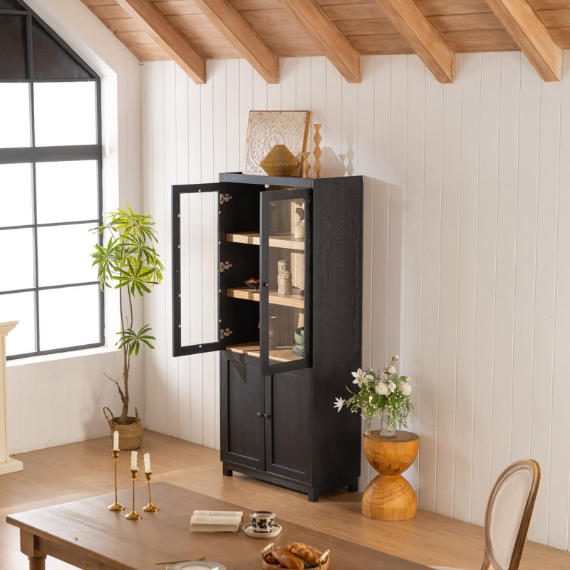 Grande vitrine de 74,5 pouces avec portes en verre pour le salon ou la cuisine