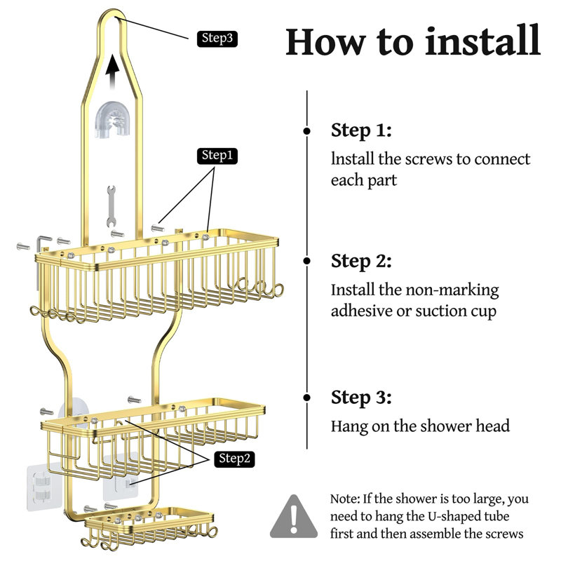 Suction Shower Caddy, Gold