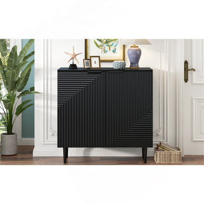 Armoire d'appoint moderne et minimaliste avec tablettes réglables, conception de porte géométrique élégante, grand espace de rangement pour tout décor