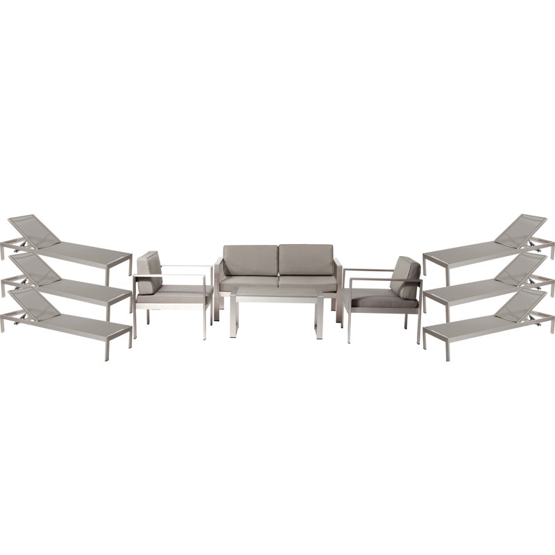 Table basse 10 pièces avec coussins Aynura, Gris