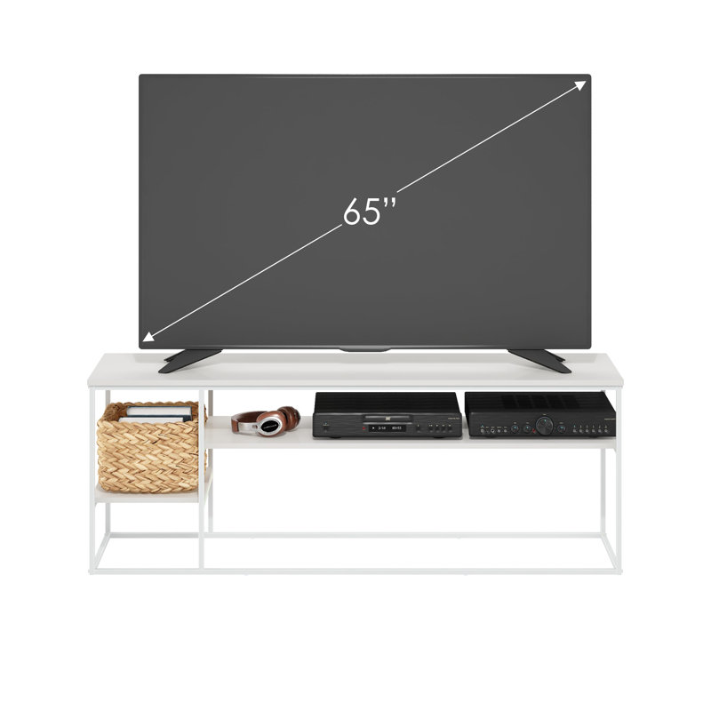 TV Stand for TVs, White, 21.9" H x 60" W x 16" D