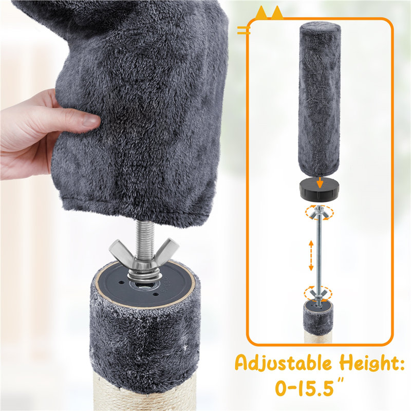 7.4-8.7FT Floor-to-Ceiling Cat Tree, Dark Gray