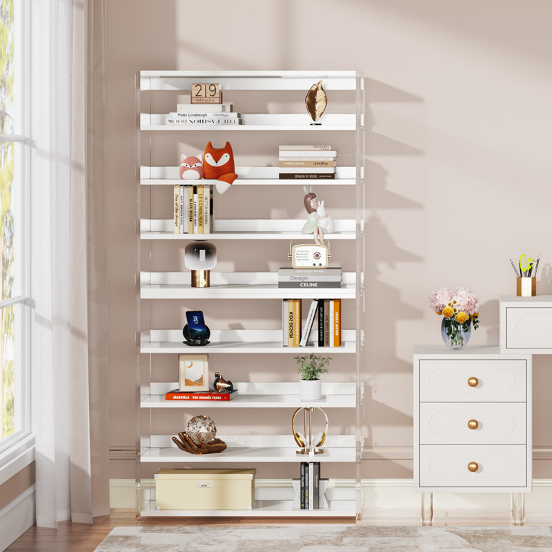 8-Tier Acrylic Bookshelf, White