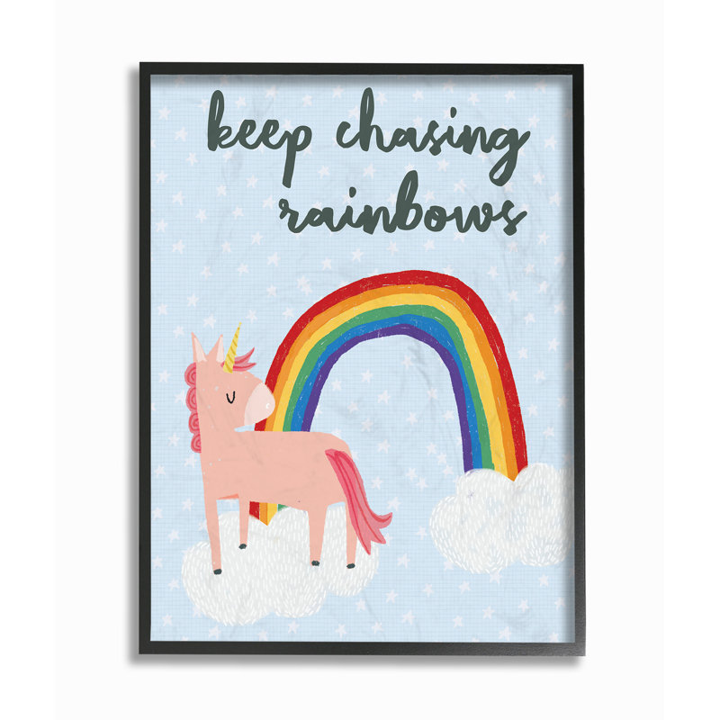 Décoration murale pour enfant Severson Unicorn, H 20 po x l 16 po, Giclée encadrée noir minuit