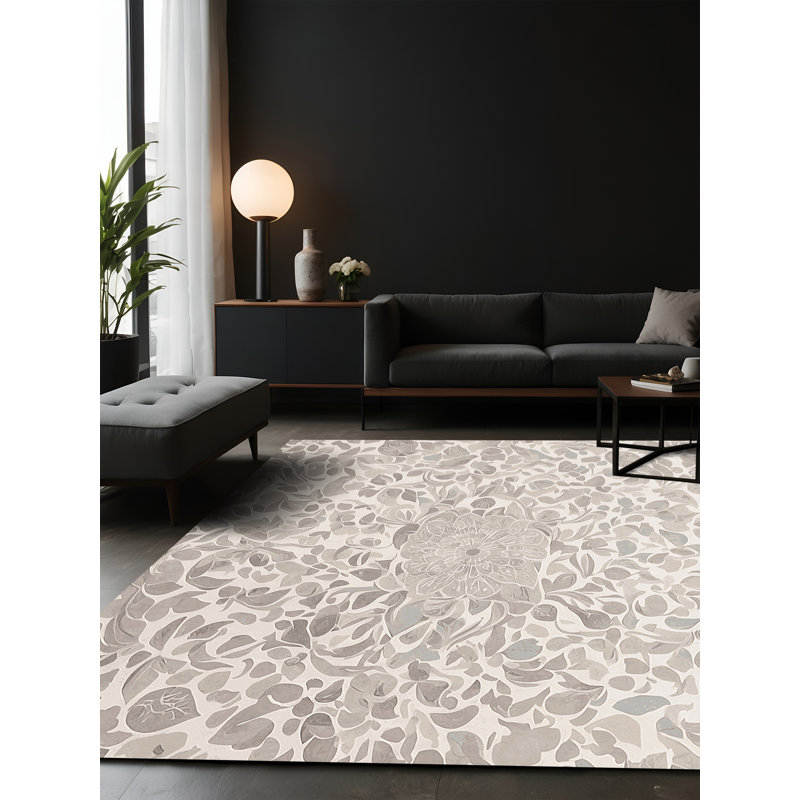 Tapis beige soyeux et moelleux, Carré 3 pi