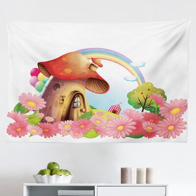 Ambesonne Mushroom Tapestry, Little Shroom House In Garden Of Flowers Rainbow Fruit Trees Circus Tent Balloons, Fabric Wall Hanging Decor For Bedroom -  East Urban Home, 8FF06B50867046FC9E53D23569A5A62A