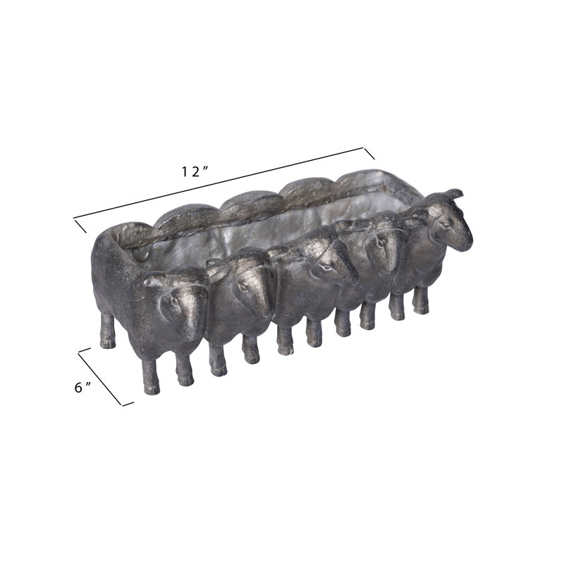 Resin Sheep Planter with Distressed Finish Iron, Distressed Iron