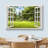 Window Scenery " Print Window Frame Style Beautiful Garden Backyard With Green Trees And Clear Blue Sky In Spring "-98449006