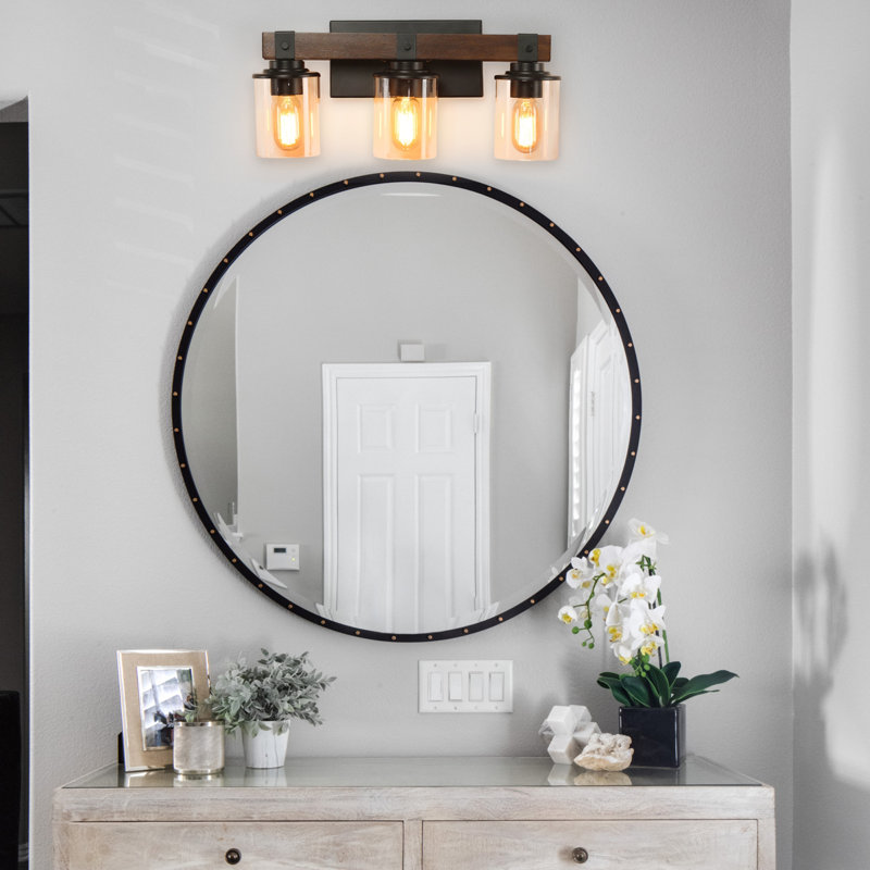 Éclairage pour meuble-lavabo 3 lumières avec abat-jour en verre clair pour salle de bain, 3 Light